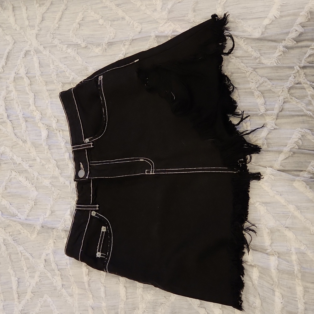 Black with white stitching Carmar distressed jean skirt size 28! New with tags!